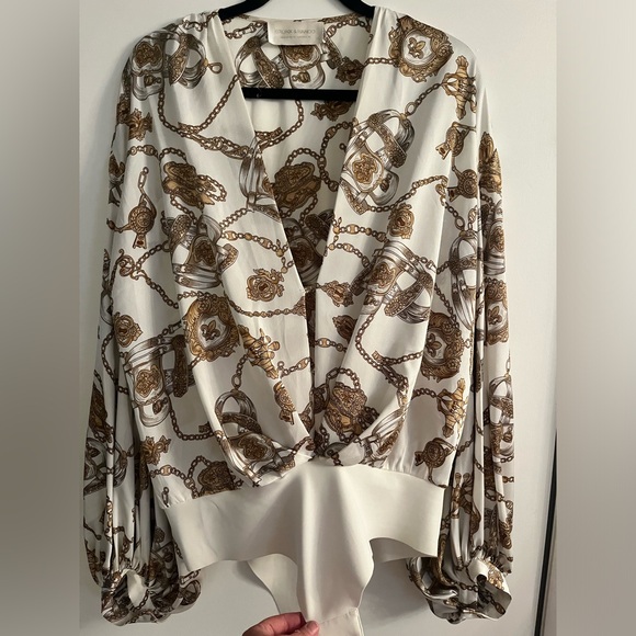 Bronx and Banco chain blouse in white (bodysuit), revolve - Picture 2 of 6